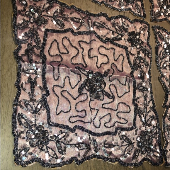 Table Accents Covers Beaded Sequins 5 pc Holiday Purple Silver Ramadan Eid Decor - Picture 5 of 16